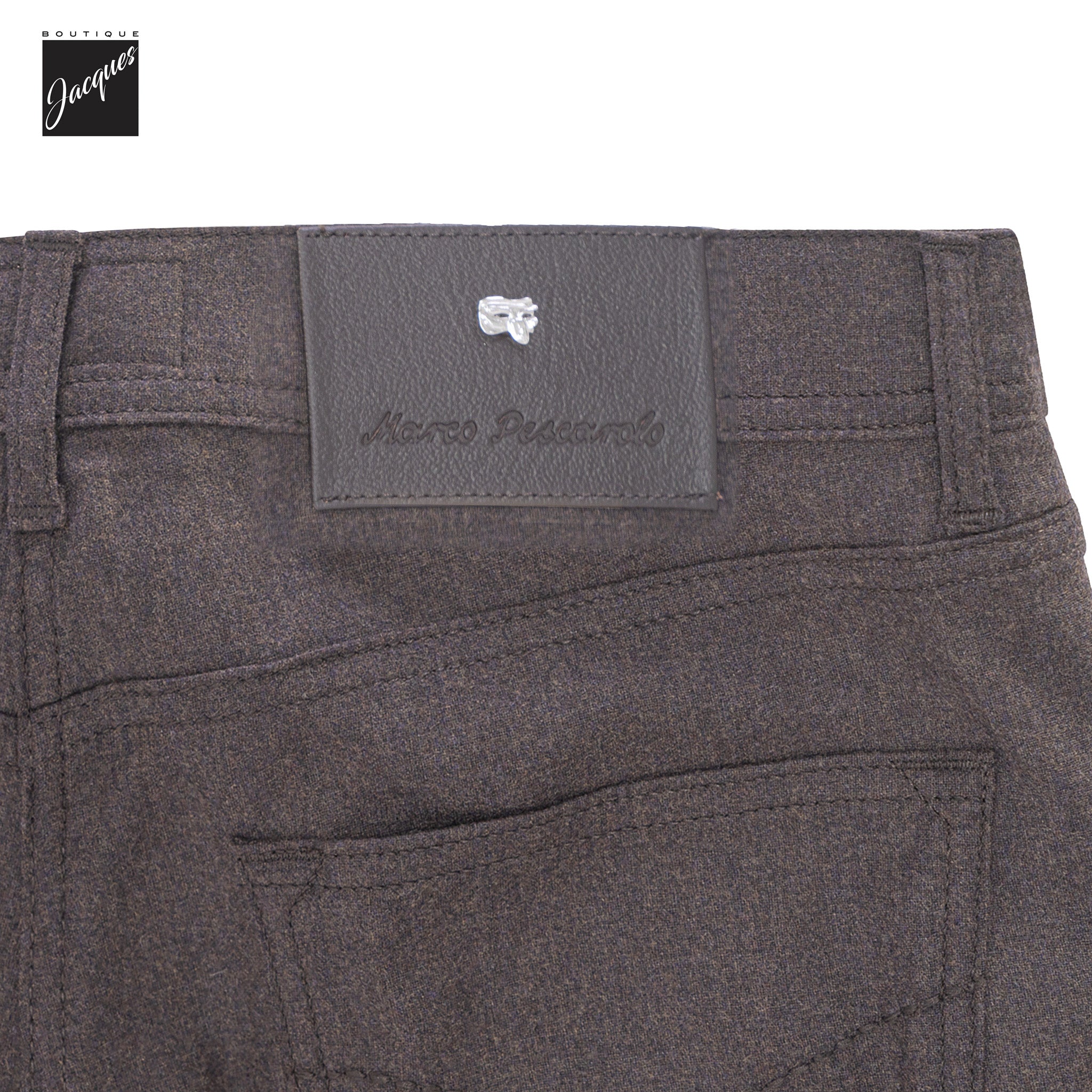 Brown Wool-Cashmere Flannel Nerano M Tailored Fit Five Pocket Pants - Marco Pescarolo