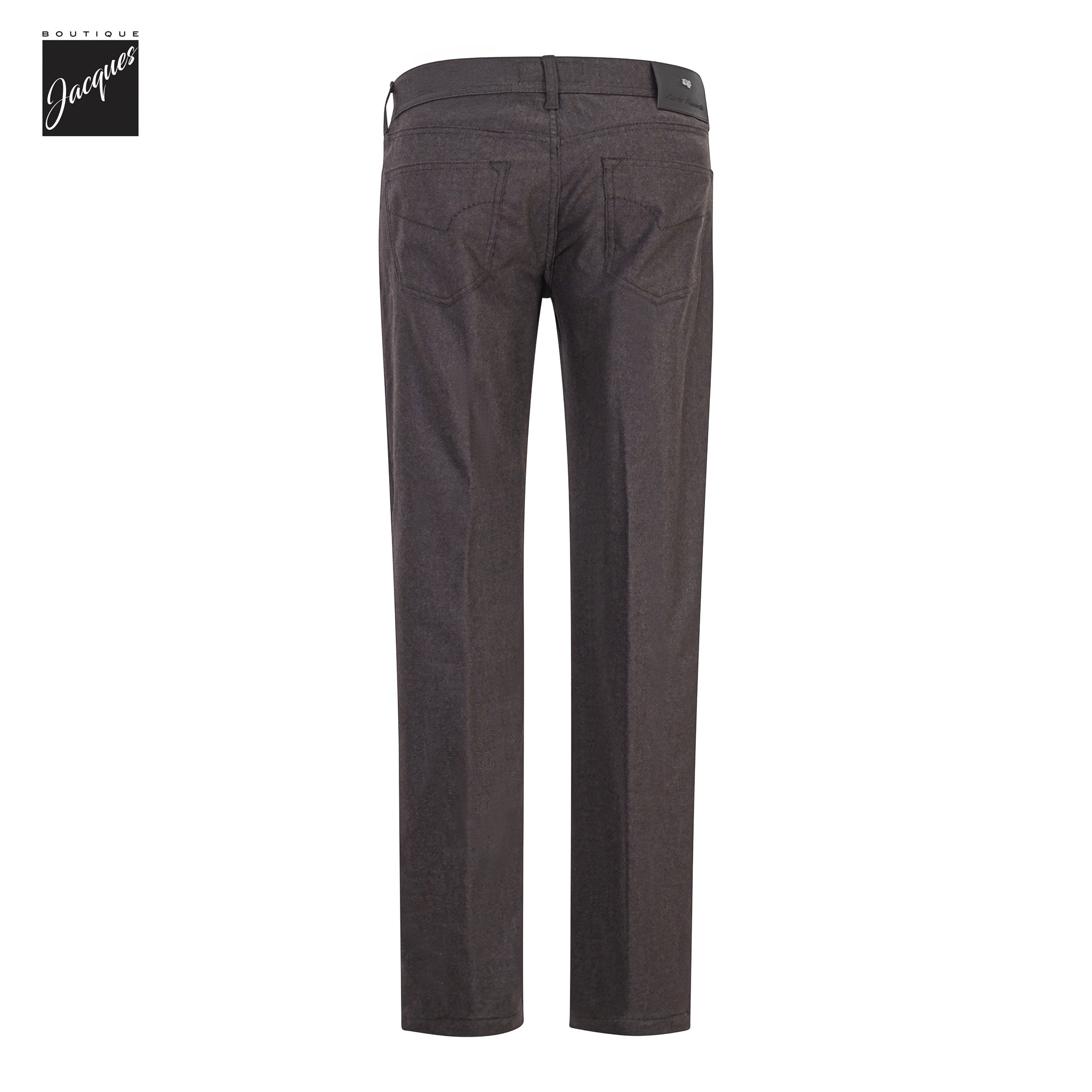 Brown Wool-Cashmere Flannel Nerano M Tailored Fit Five Pocket Pants - Marco Pescarolo
