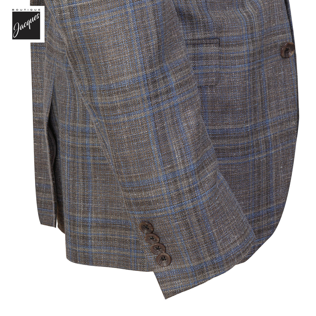 Brown & Blue Check Wool/Silk/Linen Midland Contemporary Fit Sport Jacket - Jack Victor