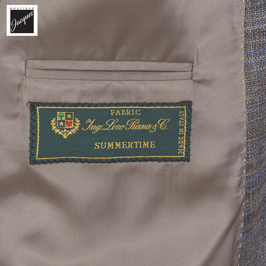 Brown & Blue Check Wool/Silk/Linen Midland Contemporary Fit Sport Jacket - Jack Victor