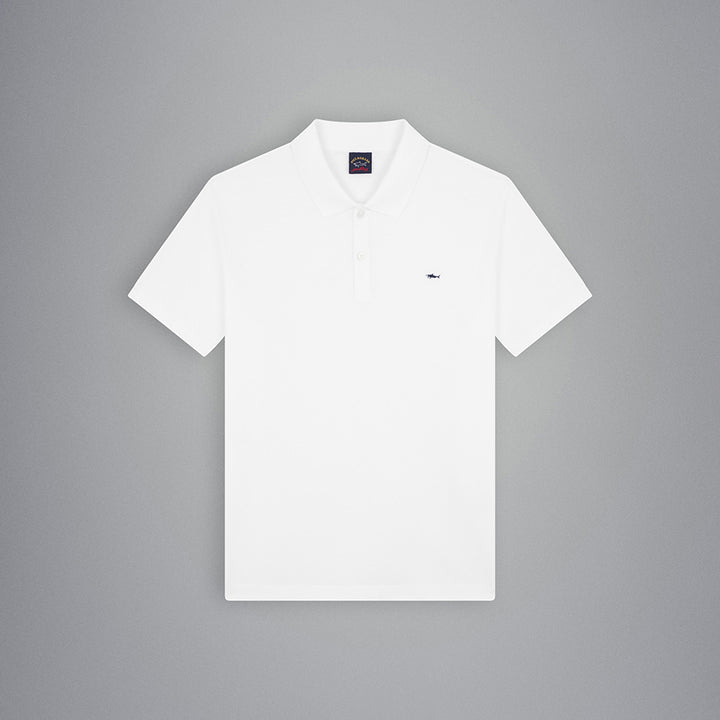 White Shark Badge Double Piqué Cotton Polo Shirt - Paul & Shark