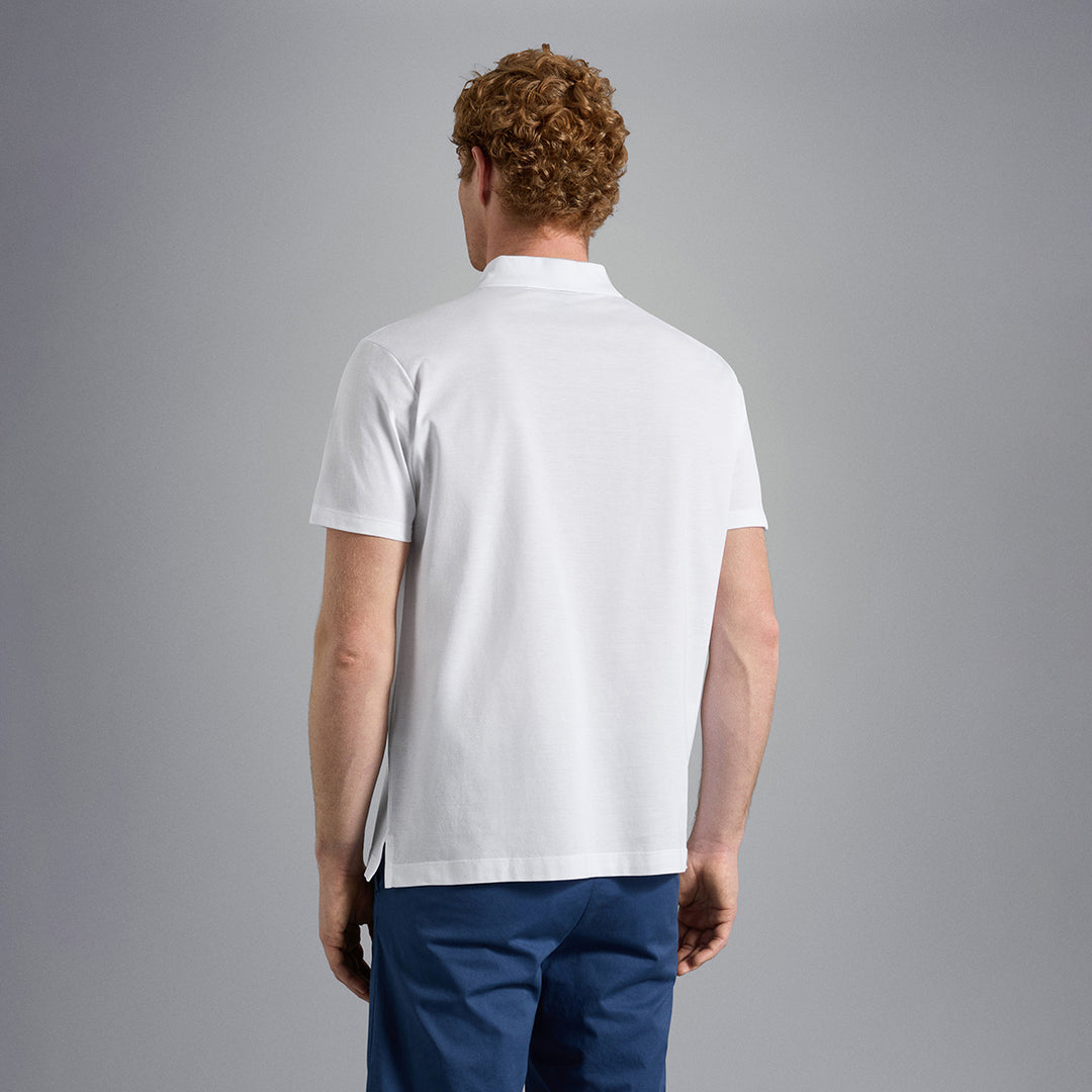 White Shark Badge Double Piqué Cotton Polo Shirt - Paul & Shark