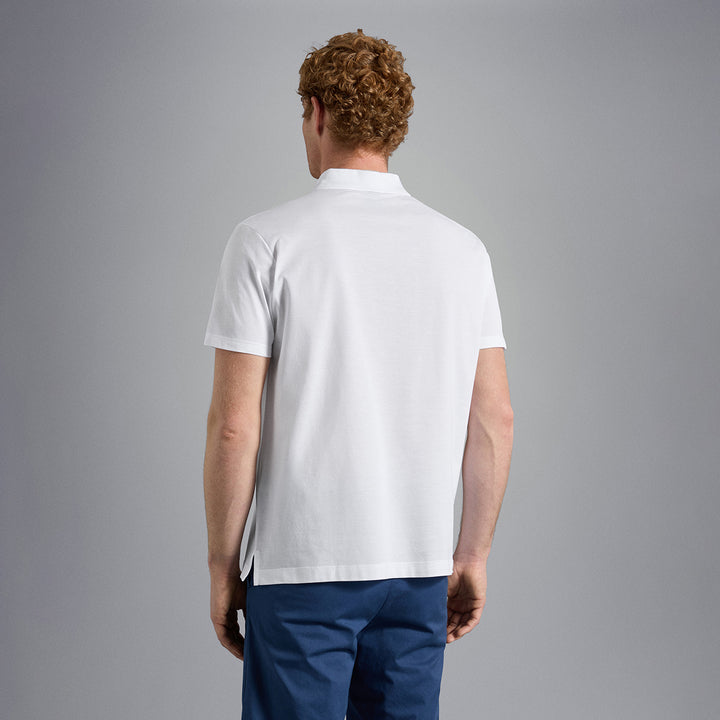 White Shark Badge Double Piqué Cotton Polo Shirt - Paul & Shark