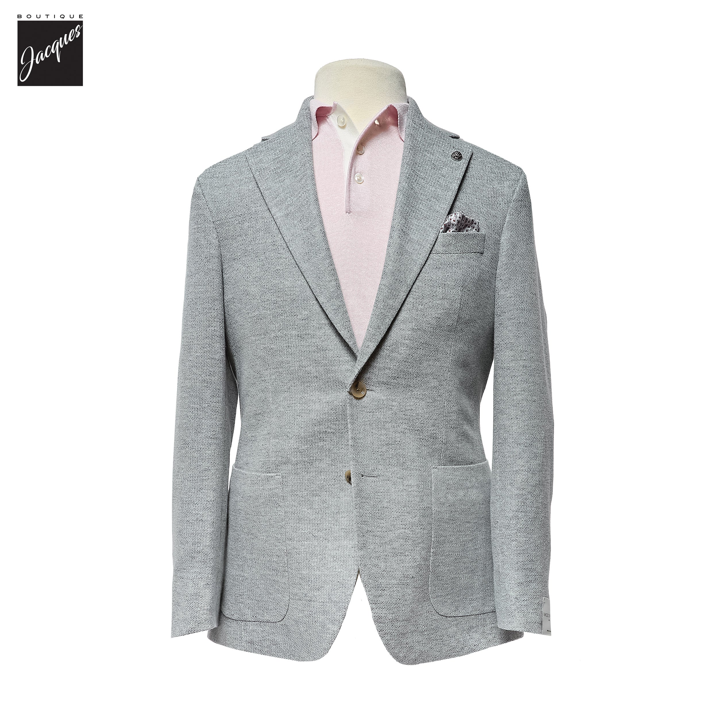 Gray Cotton-Linen Stretch Hampton Contemporary Fit Sport Jacket - Jack Victor - Boutique Jacques International