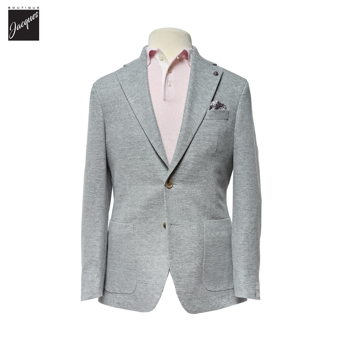 Gray Cotton-Linen Stretch Hampton Contemporary Fit Sport Jacket - Jack Victor - Boutique Jacques International