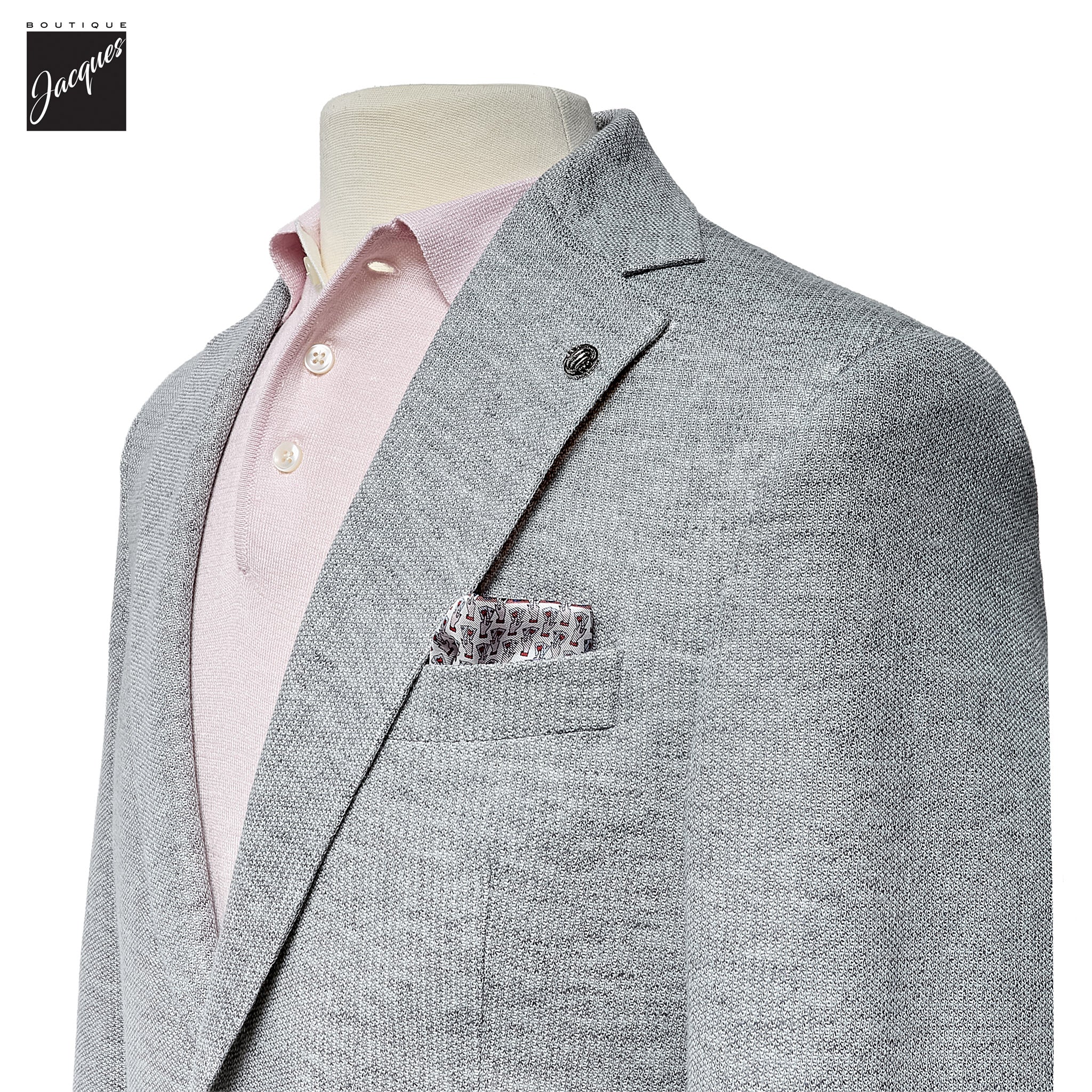 Gray Cotton-Linen Stretch Hampton Contemporary Fit Sport Jacket - Jack Victor - Boutique Jacques International
