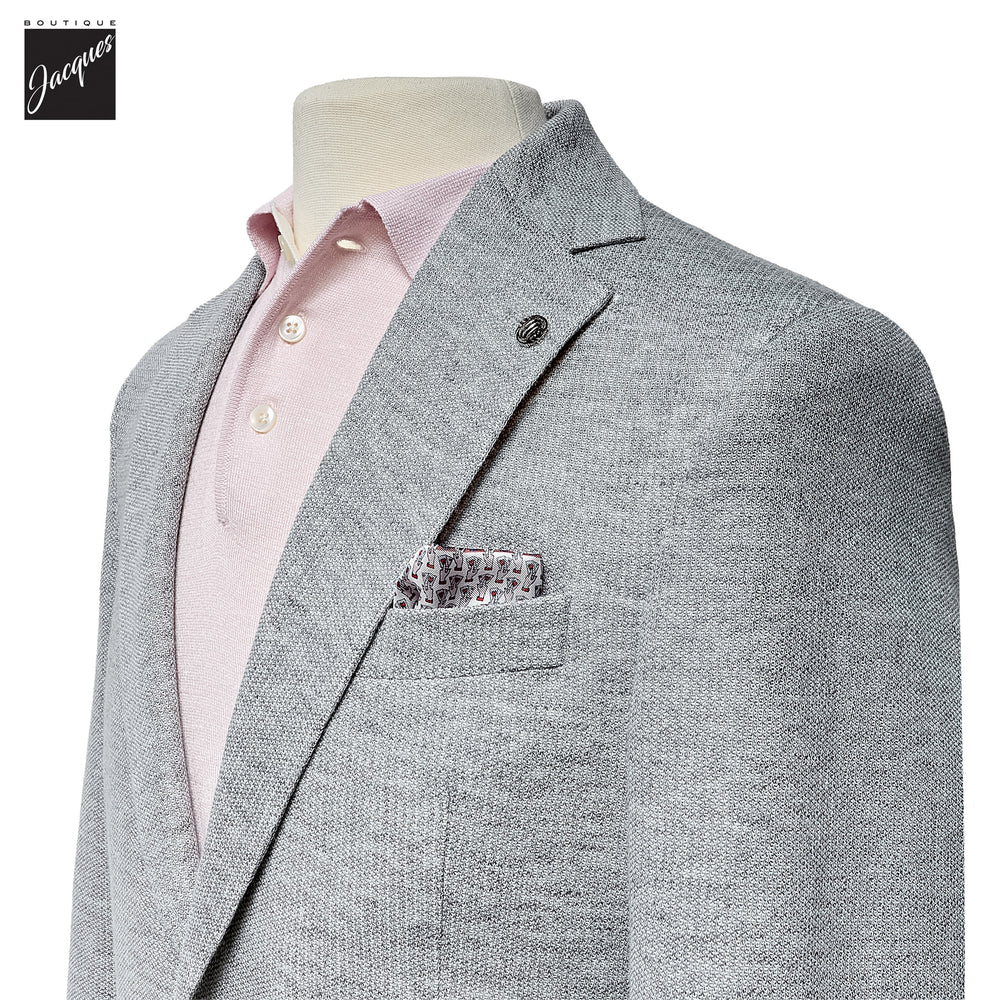 Gray Cotton-Linen Stretch Hampton Contemporary Fit Sport Jacket - Jack Victor - Boutique Jacques International