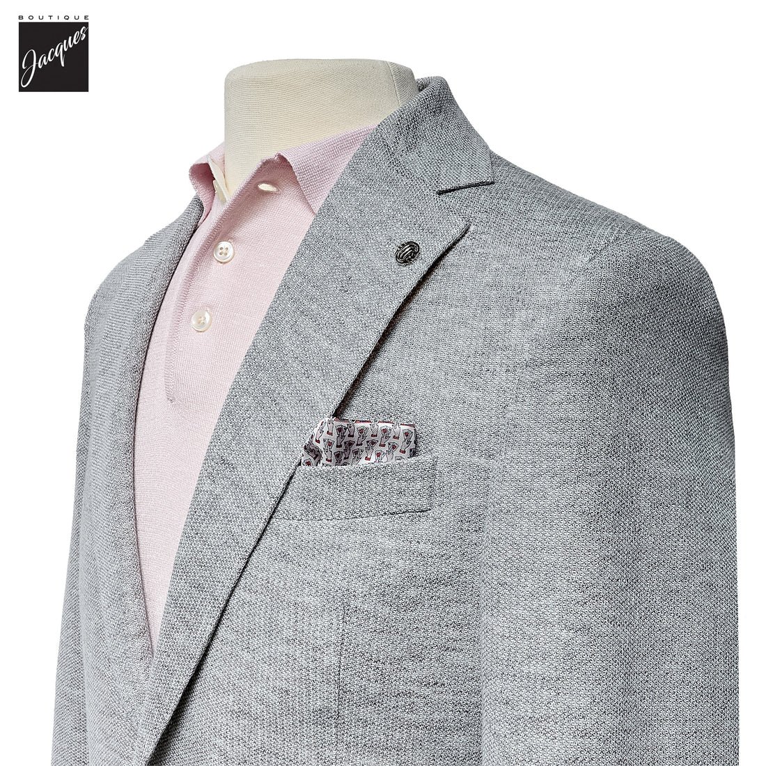 Gray Cotton-Linen Stretch Hampton Contemporary Fit Sport Jacket - Jack Victor - Boutique Jacques International