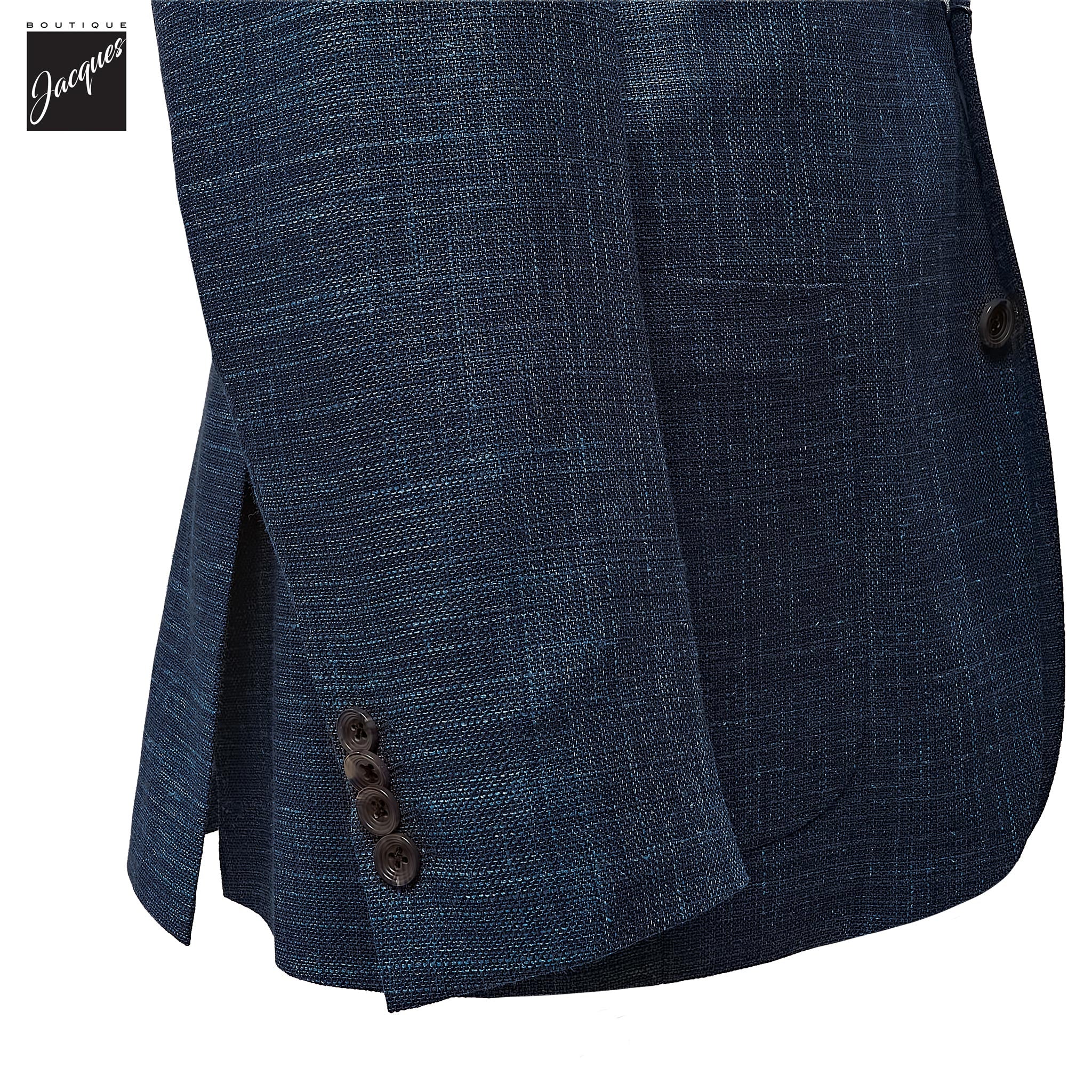 Blue Neat Wool/Silk/Linen Stretch Hampton Contemporary Fit Sport Jacket - Jack Victor - Boutique Jacques International