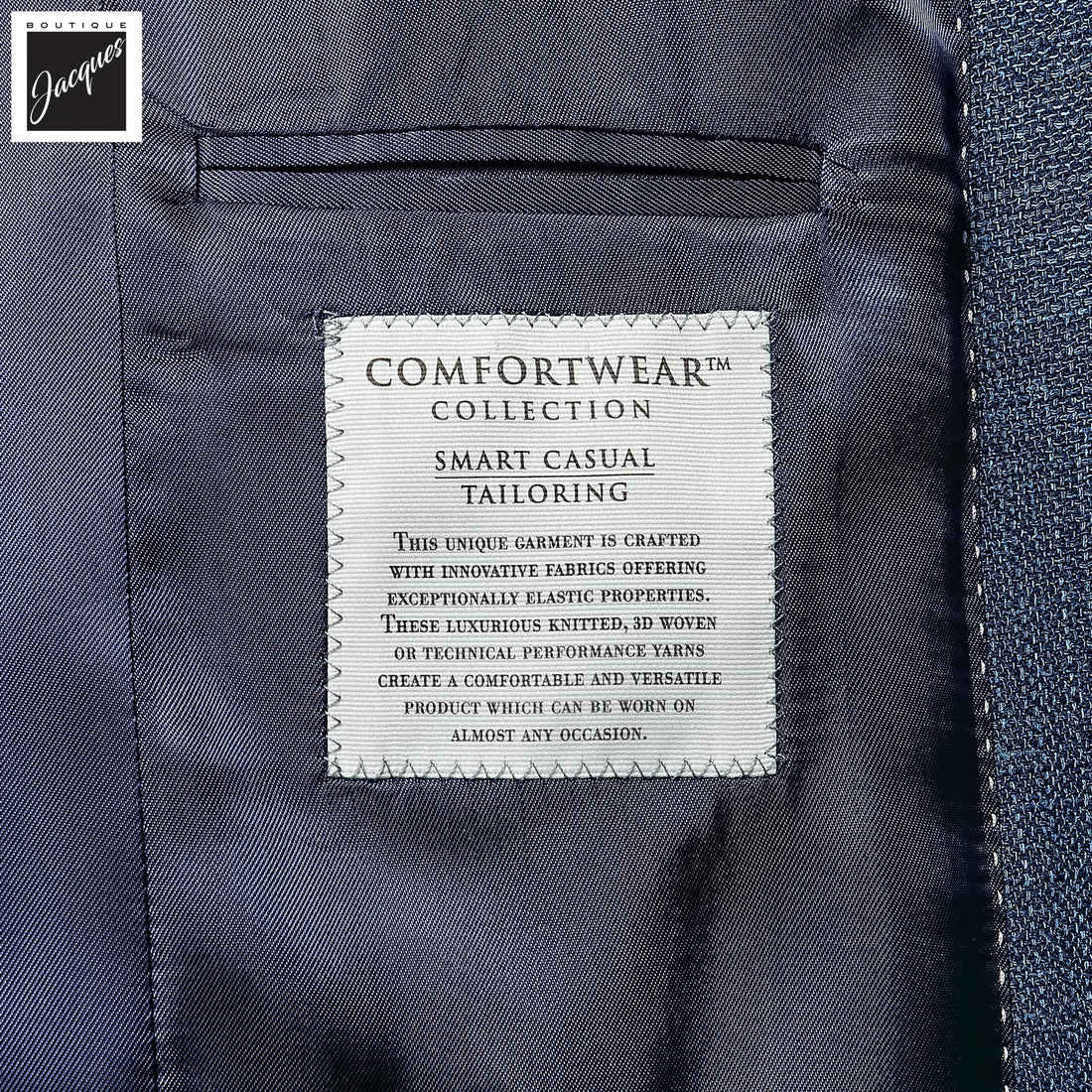 Blue Neat Wool/Silk/Linen Stretch Hampton Contemporary Fit Sport Jacket - Jack Victor - Boutique Jacques International