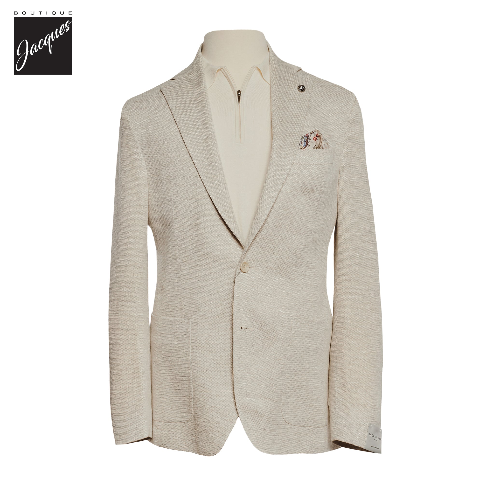 Ivory Linen-Stretch Comfortwear Hampton Contemporary Fit Sport Jacket - Jack Victor - Boutique Jacques International