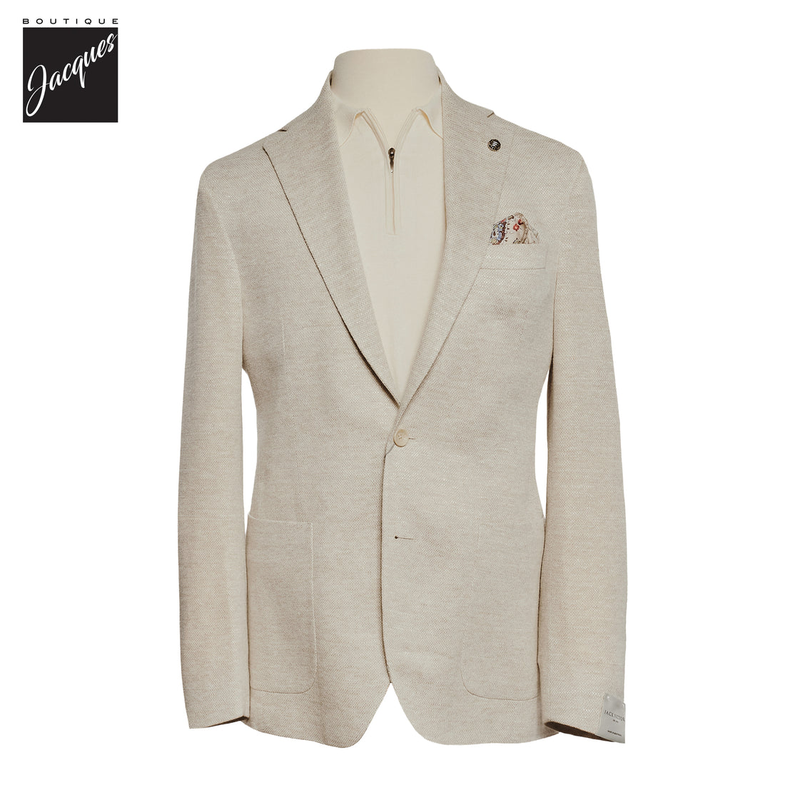 Ivory Linen-Stretch Comfortwear Hampton Contemporary Fit Sport Jacket - Jack Victor - Boutique Jacques International