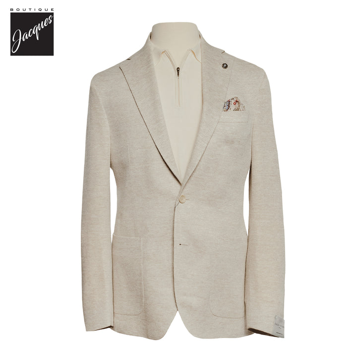 Ivory Linen-Stretch Comfortwear Hampton Contemporary Fit Sport Jacket - Jack Victor