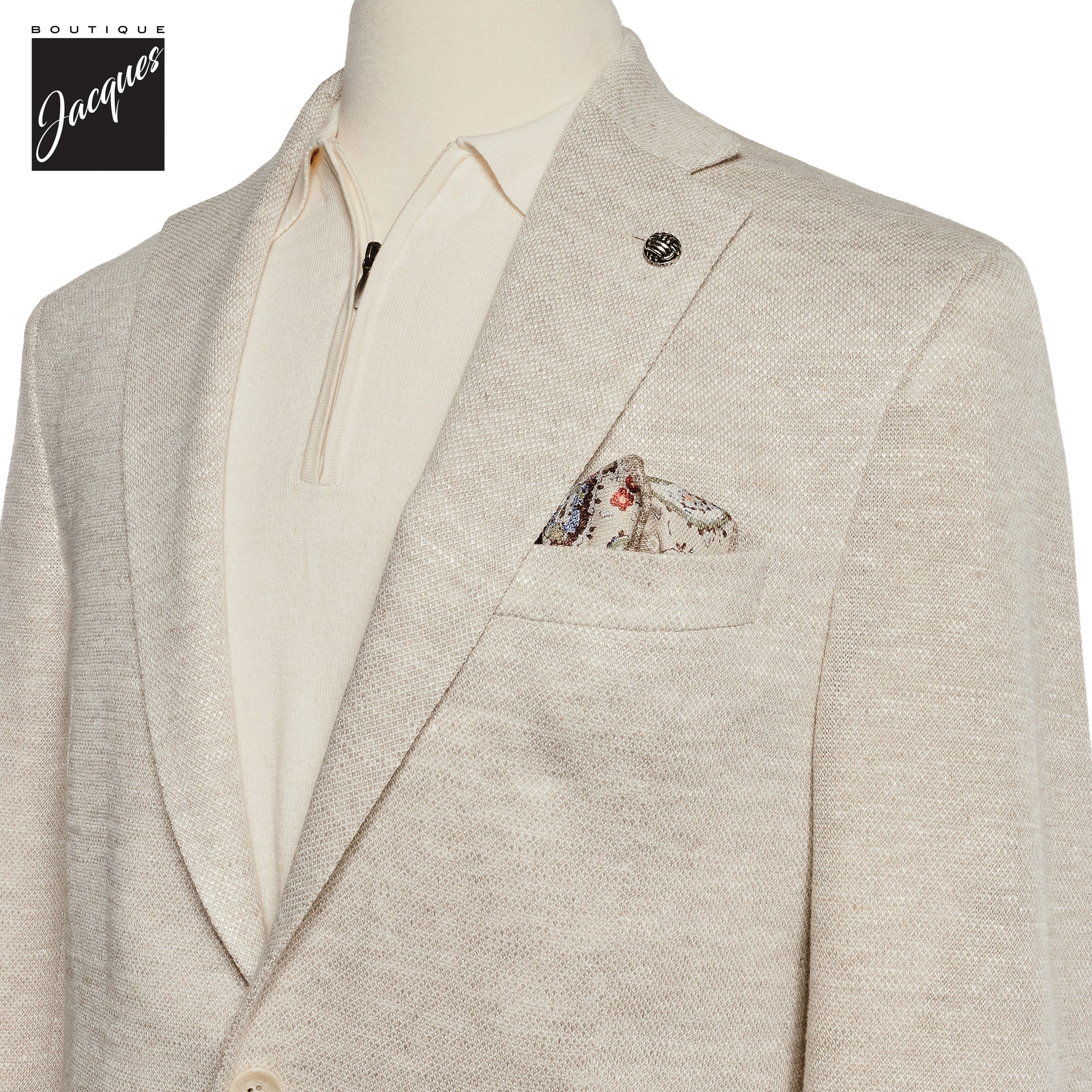 Ivory Linen-Stretch Comfortwear Hampton Contemporary Fit Sport Jacket - Jack Victor - Boutique Jacques International