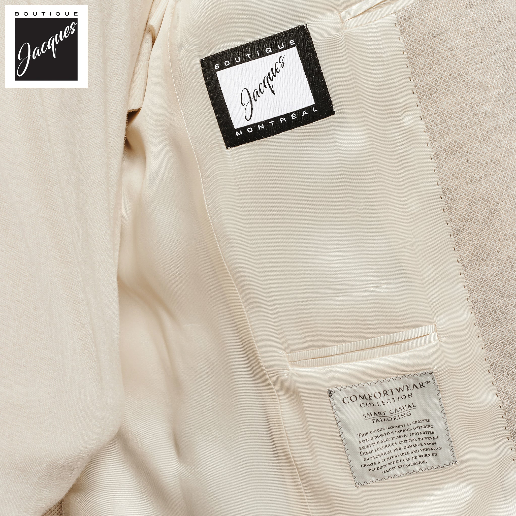 Ivory Linen-Stretch Comfortwear Hampton Contemporary Fit Sport Jacket - Jack Victor - Boutique Jacques International