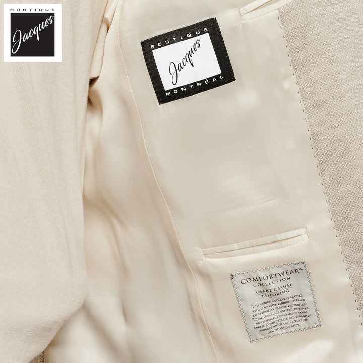 Ivory Linen-Stretch Comfortwear Hampton Contemporary Fit Sport Jacket - Jack Victor