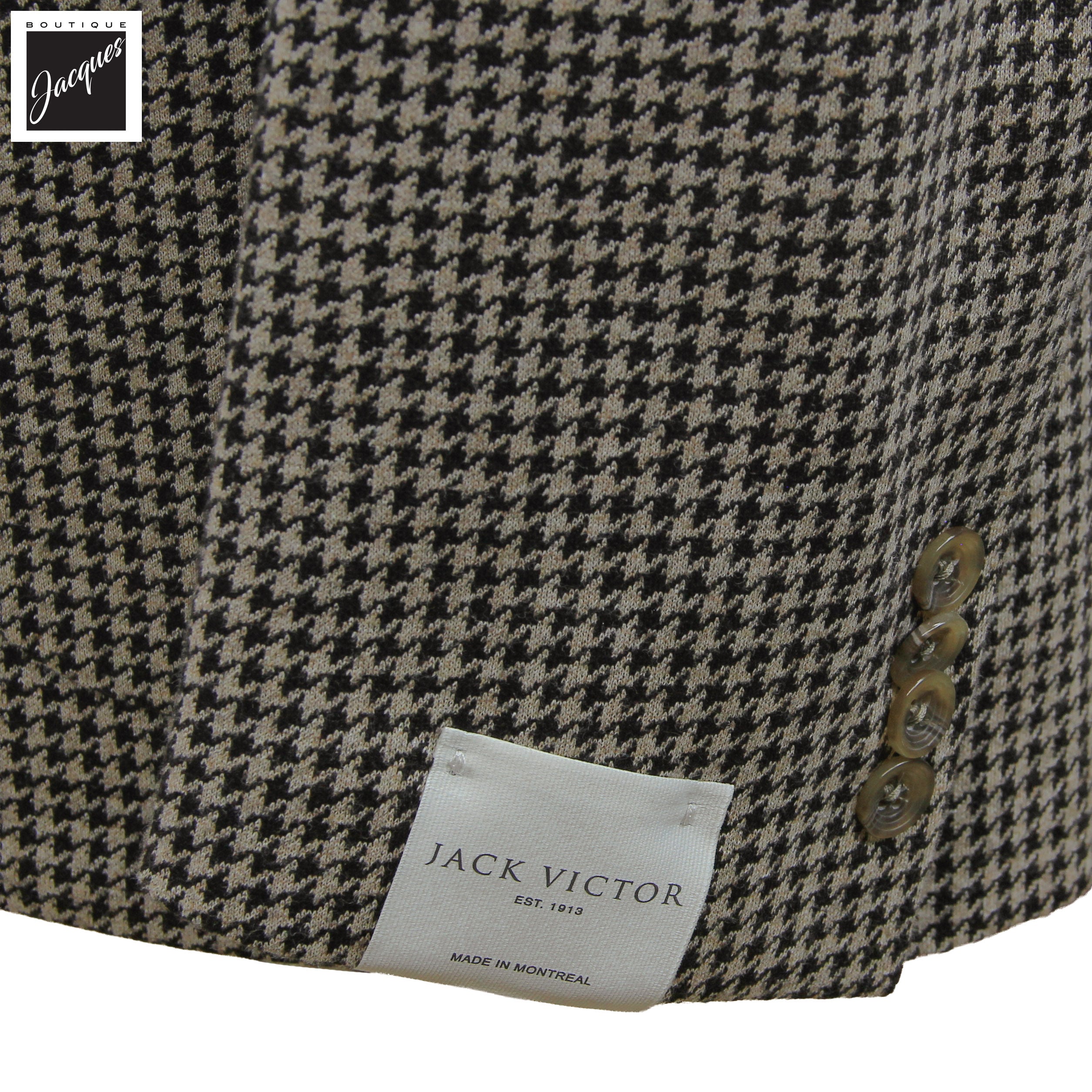 Veste sport Hampton en laine et coton pied-de-poule marron et beige - Jack Victor