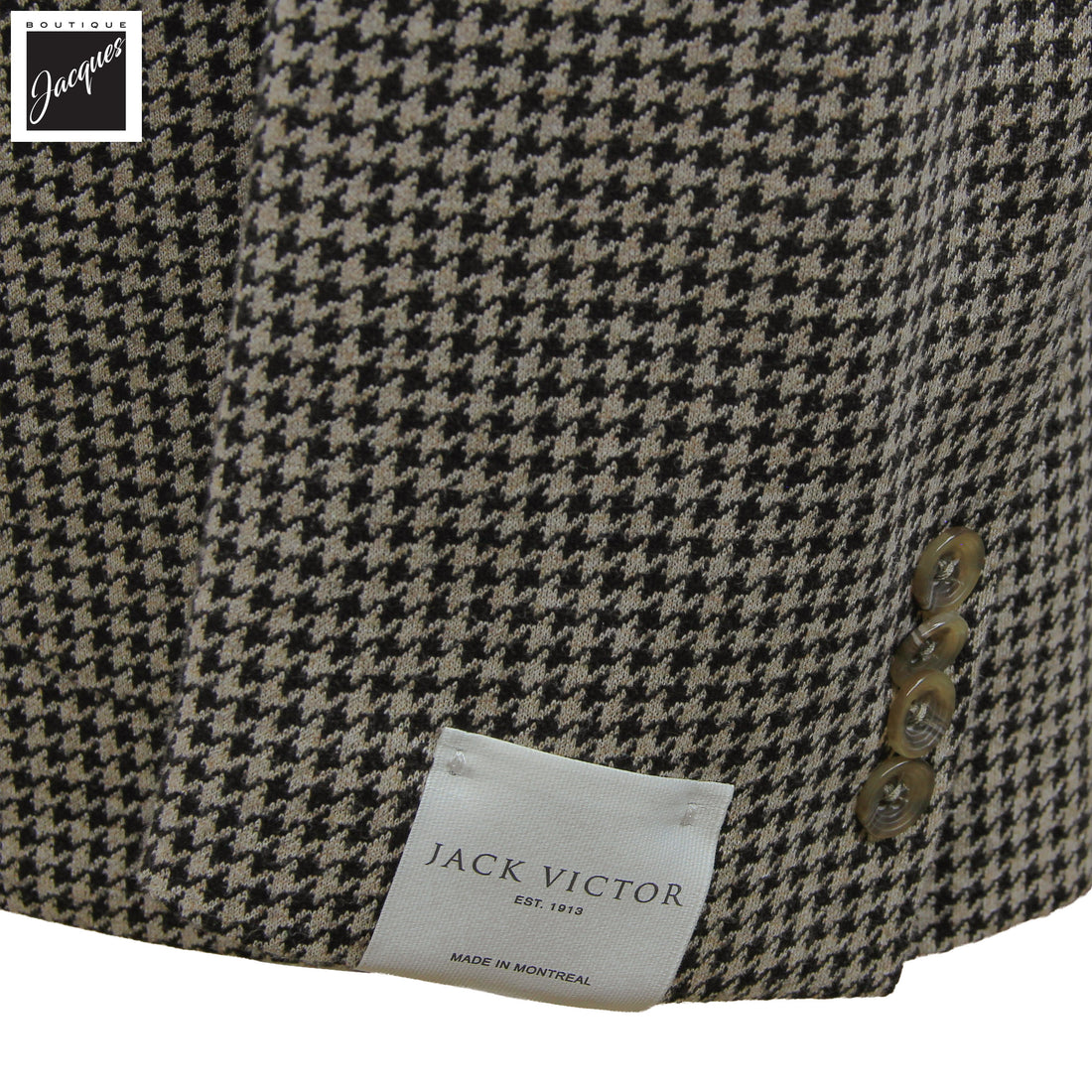 Veste sport Hampton en laine et coton pied-de-poule marron et beige - Jack Victor