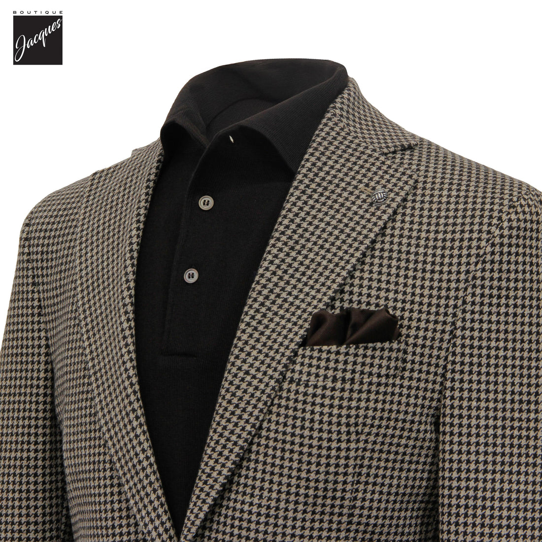 Veste sport Hampton en laine et coton pied-de-poule marron et beige - Jack Victor