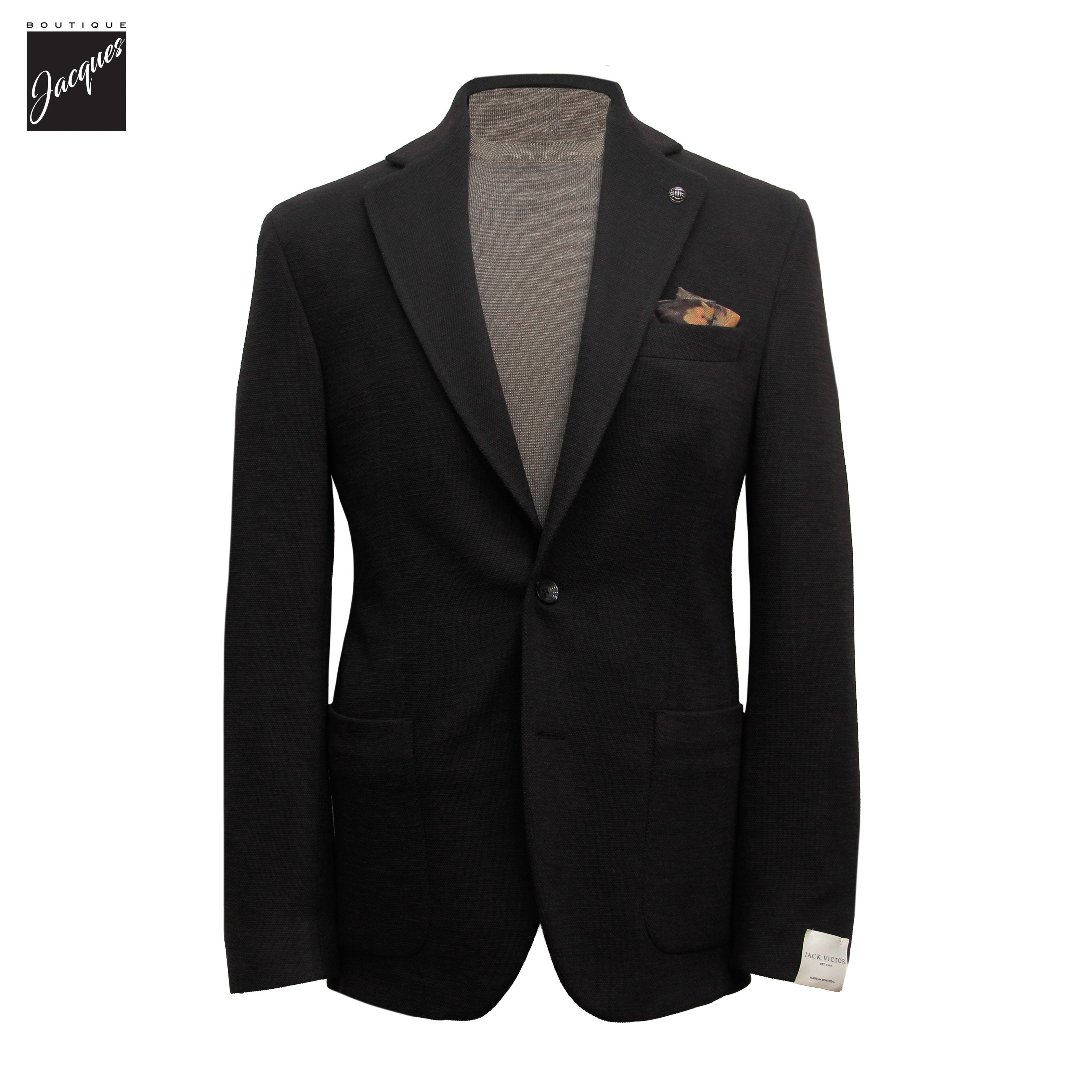 Brown Wool Stretch Hampton Contemporary Fit Knitted Sport Jacket - Jack Victor