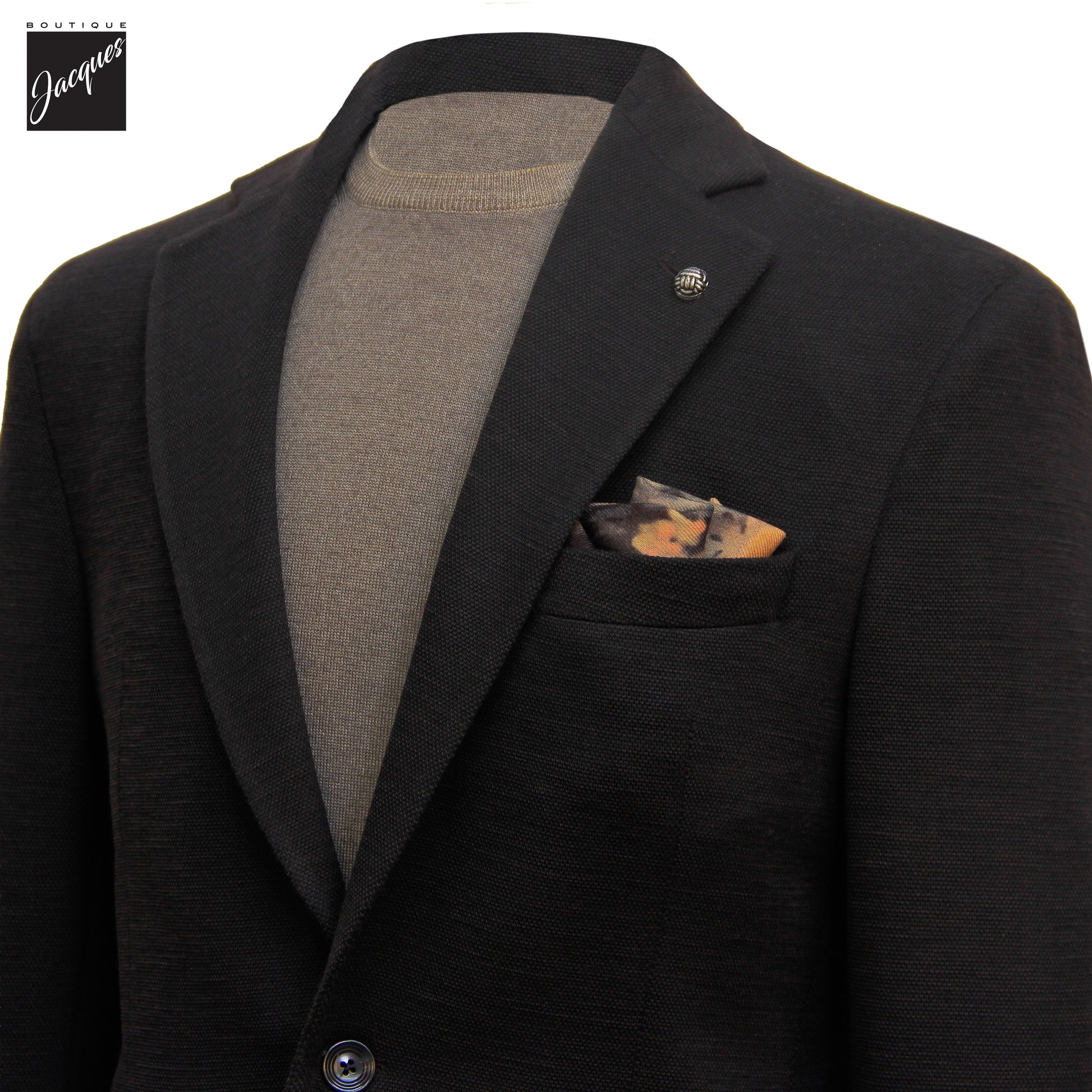 Brown Wool Stretch Hampton Contemporary Fit Knitted Sport Jacket - Jack Victor