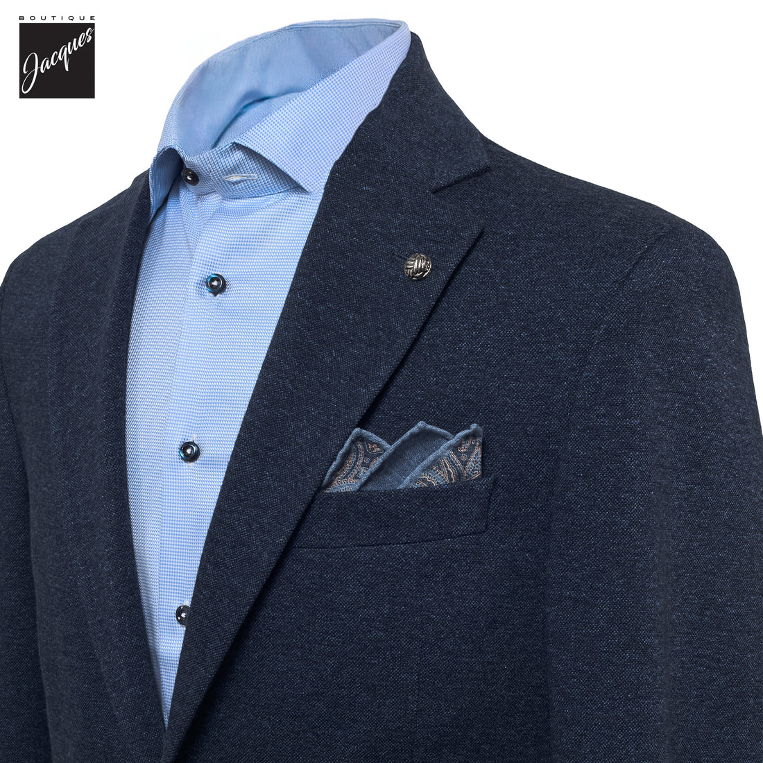 Blue Wool-Cotton Hampton Contemporary Fit Comfortwear Sport Jacket - Jack Victor