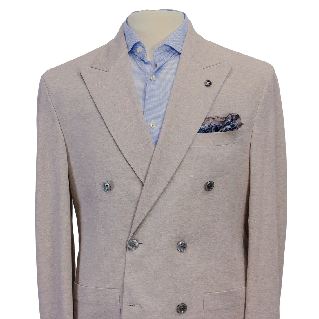 Oatmeal Double Breasted Hall Contemporary Fit Cotton Knit Sport Jacket - Jack Victor