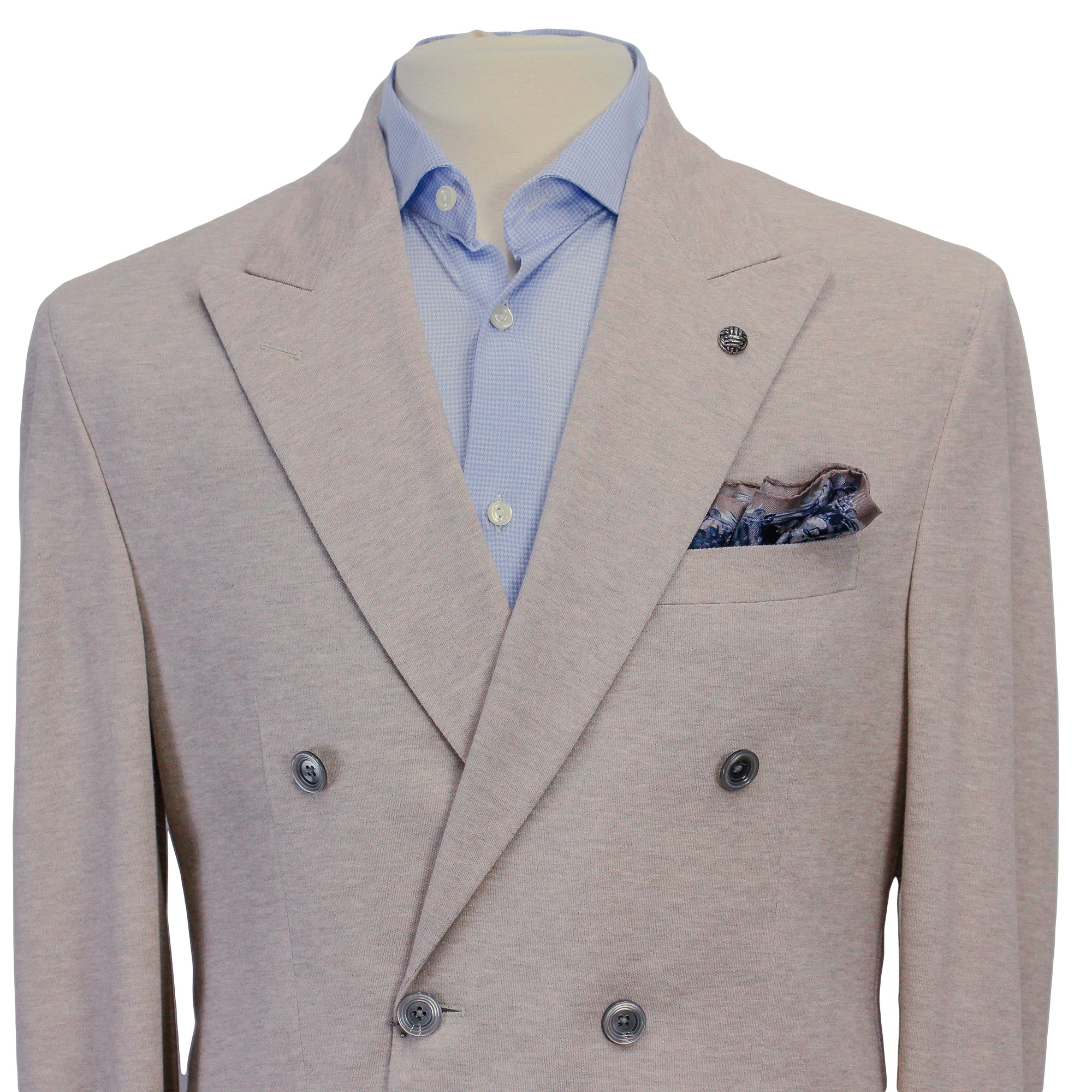 Oatmeal Double Breasted Hall Contemporary Fit Cotton Knit Sport Jacket - Jack Victor