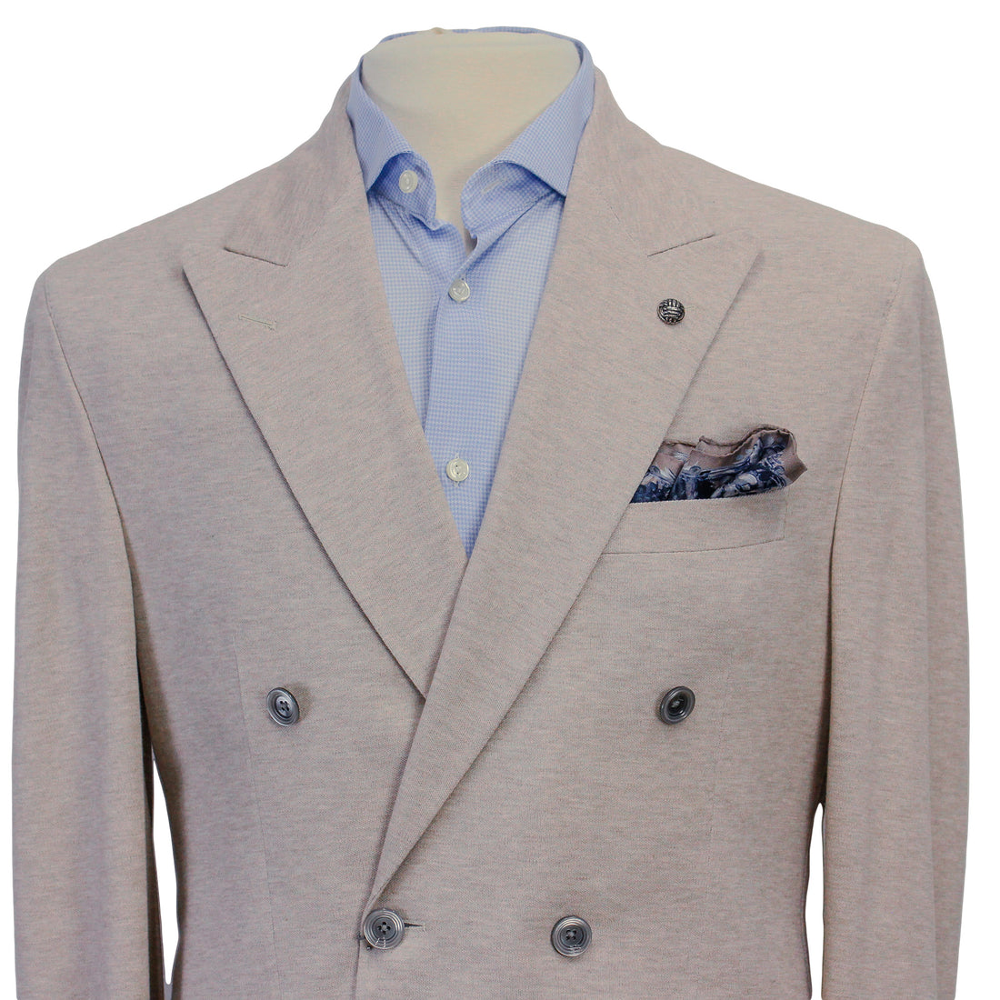 Oatmeal Double Breasted Hall Contemporary Fit Cotton Knit Sport Jacket - Jack Victor