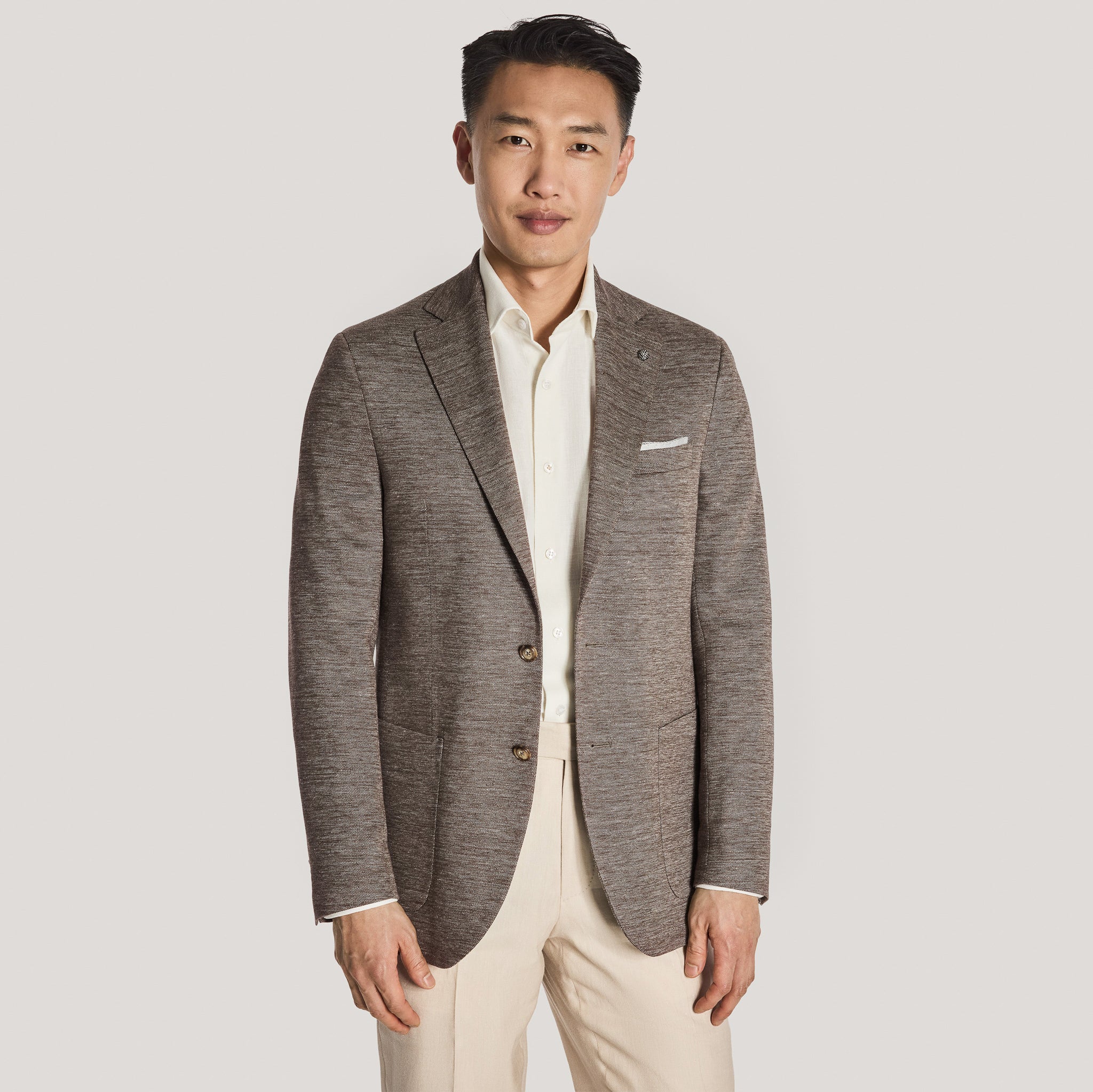 Brown Mélange Linen/Wool/Silk Hartford Contemporary Fit Sport Jacket - Jack Victor