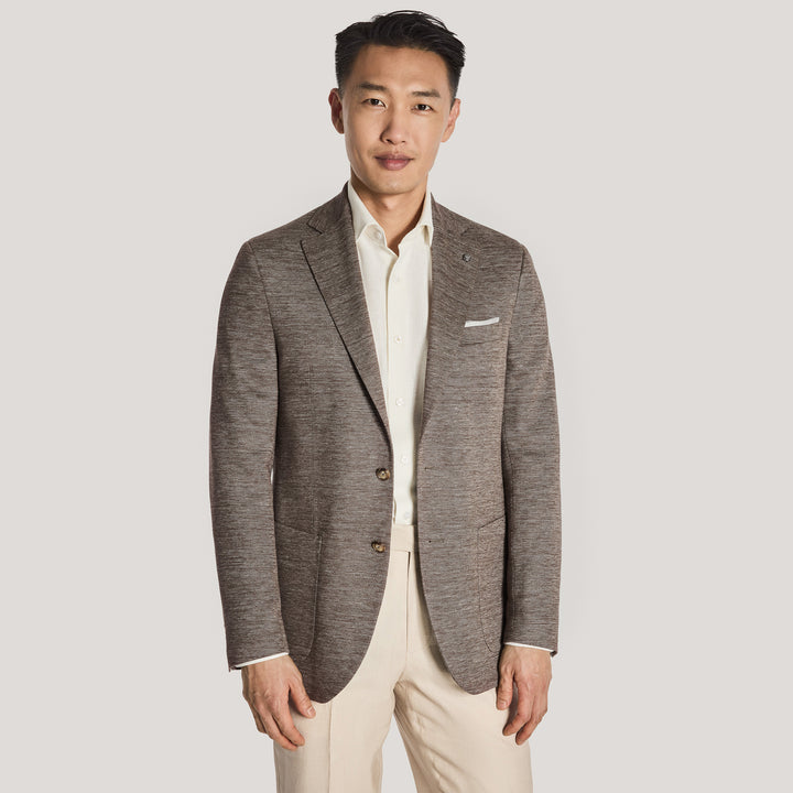 Brown Mélange Linen/Wool/Silk Hartford Contemporary Fit Sport Jacket - Jack Victor