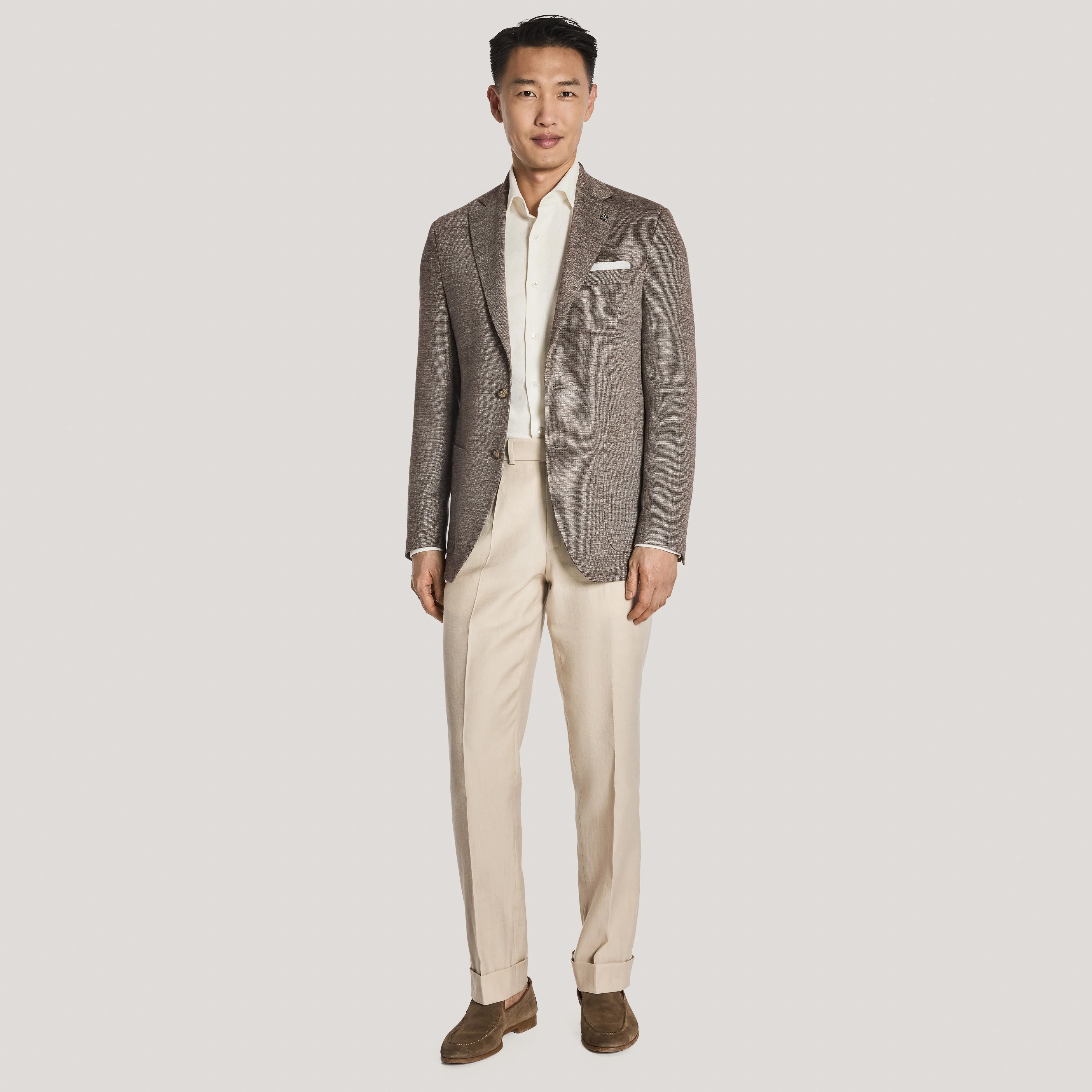 Brown Mélange Linen/Wool/Silk Hartford Contemporary Fit Sport Jacket - Jack Victor