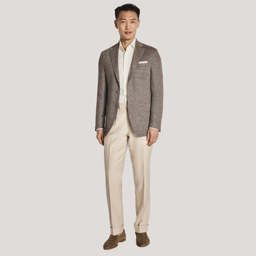 Brown Mélange Linen/Wool/Silk Hartford Contemporary Fit Sport Jacket - Jack Victor