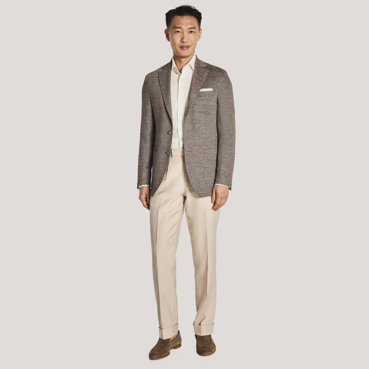 Brown Mélange Linen/Wool/Silk Hartford Contemporary Fit Sport Jacket - Jack Victor