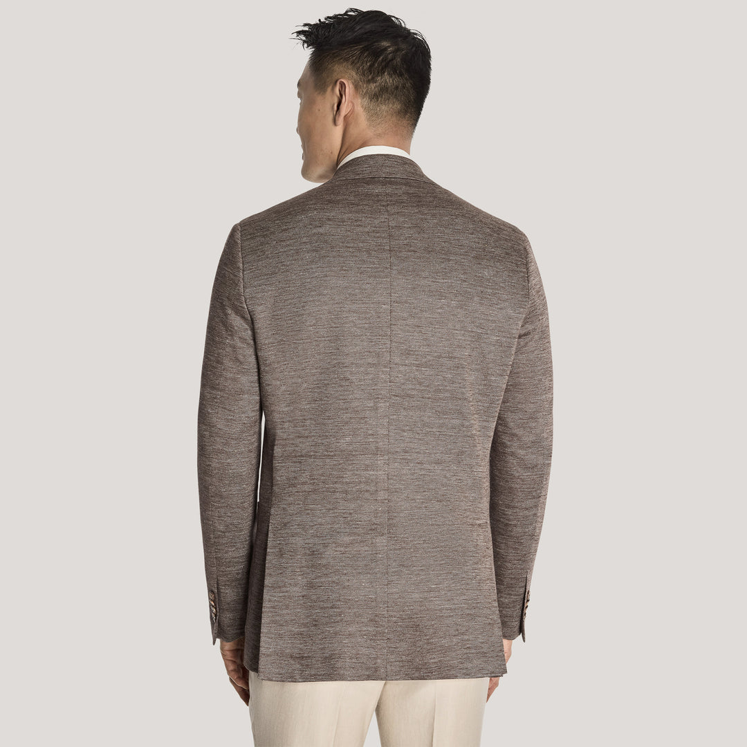 Brown Mélange Linen/Wool/Silk Hartford Contemporary Fit Sport Jacket - Jack Victor