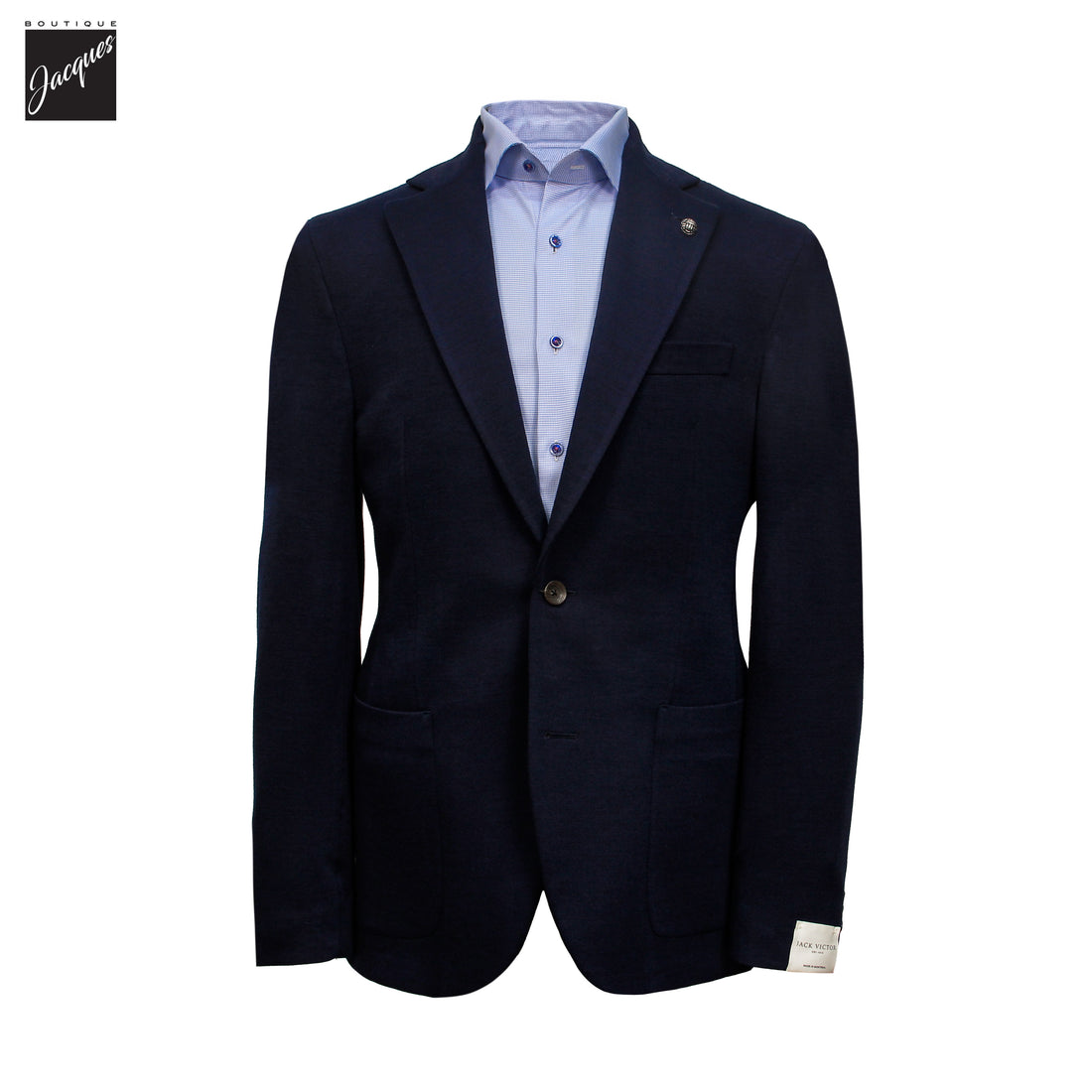 Navy Superfine Wool Stretch Hartford Contemporary Fit Knitted Sport Jacket - Jack Victor