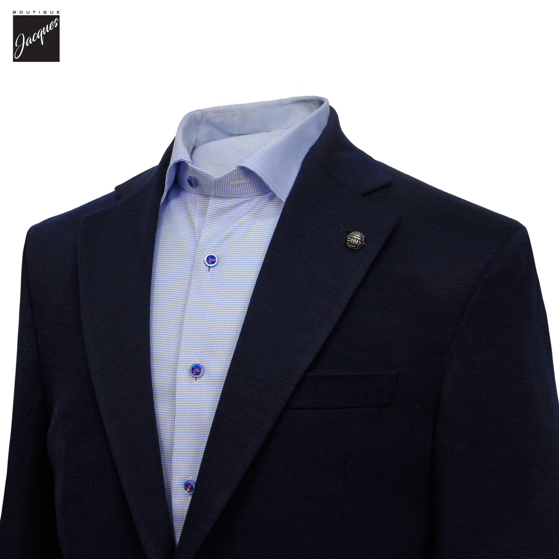 Navy Superfine Wool Stretch Hartford Contemporary Fit Knitted Sport Jacket - Jack Victor