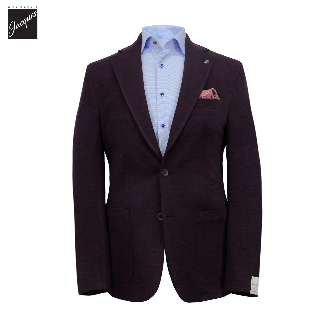 Veston sport contemporain en laine mélangée bleue et soie Hartford - Jack Victor