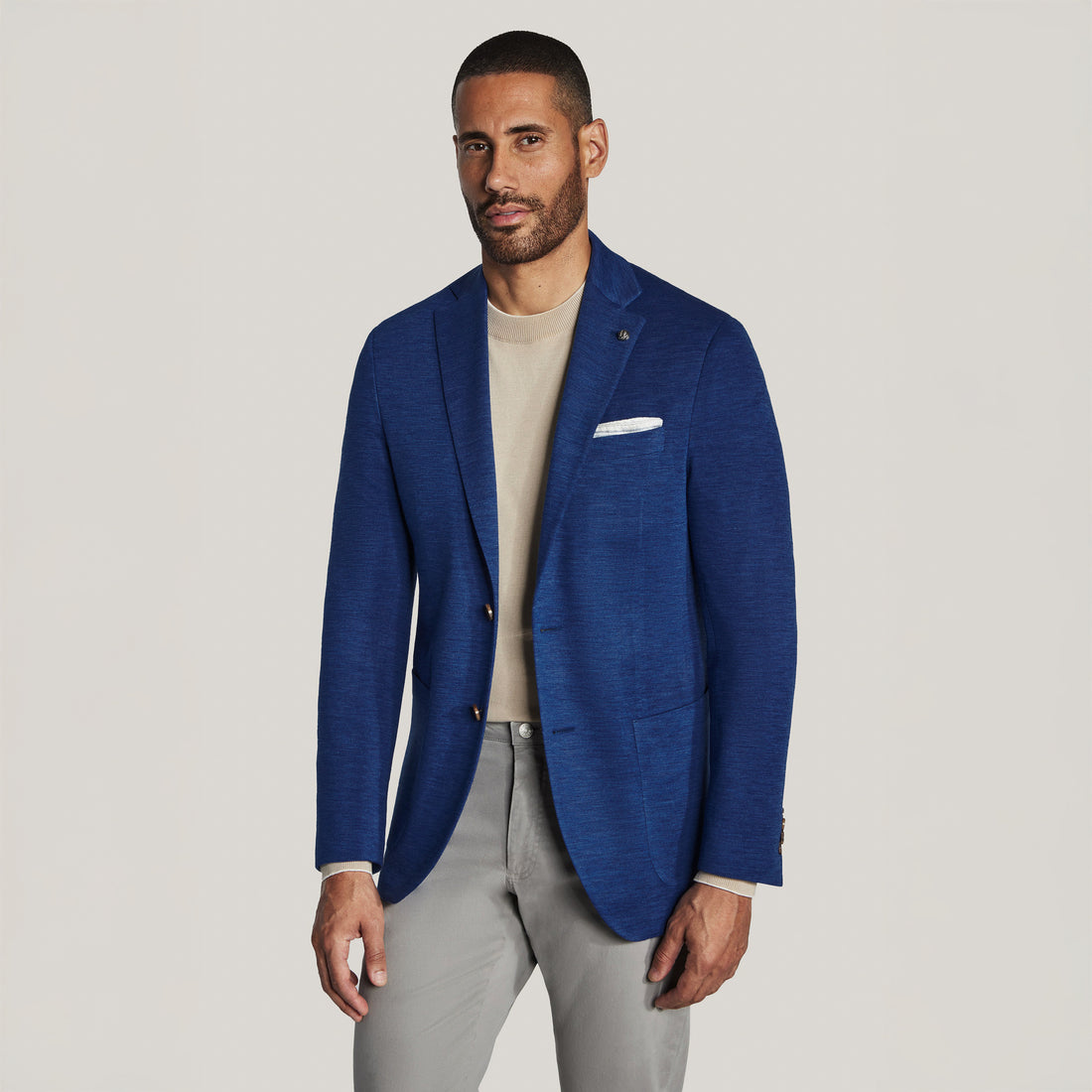 Blue Wool/Silk/Linen Hartford Contemporary Fit Comfortwear Sport Jacket - Jack Victor