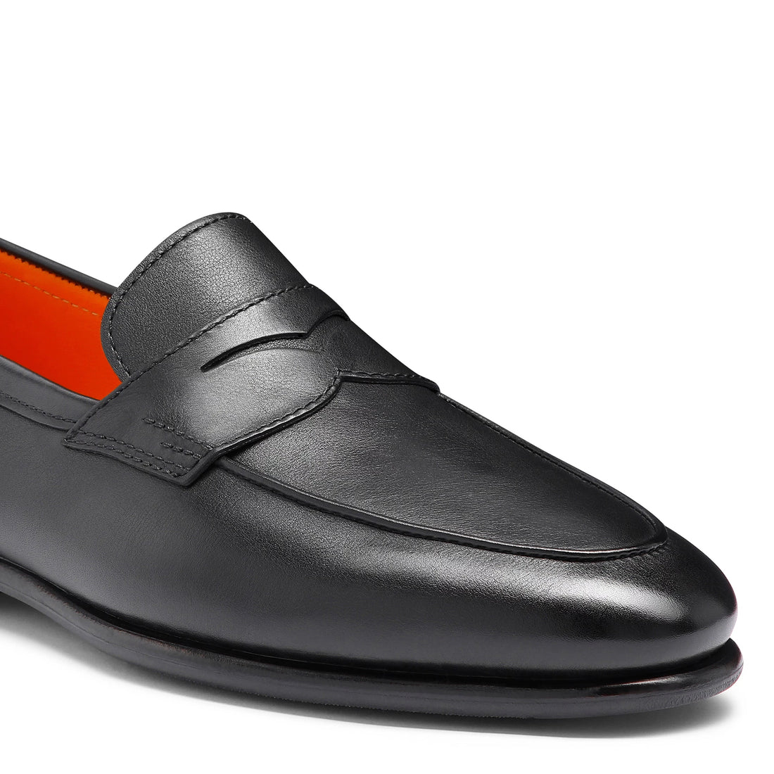 Black Leather Carlos Penny Loafers - Santoni