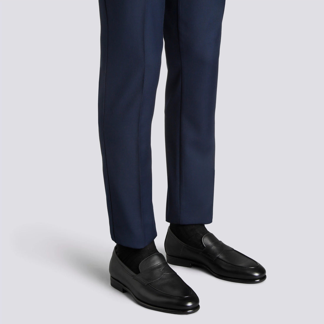 Black Leather Carlos Penny Loafers - Santoni