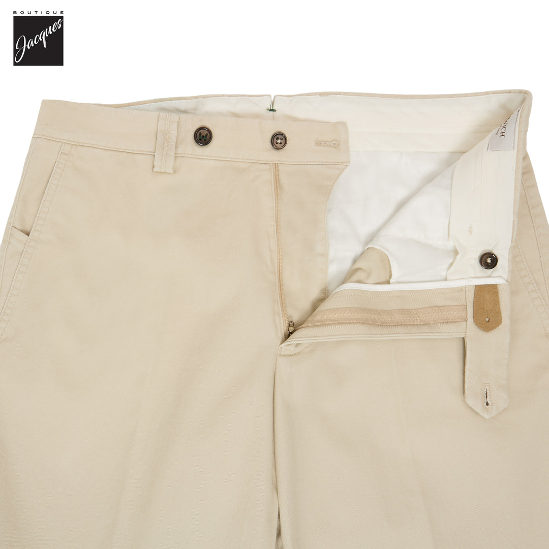 Ecru Cotton-Stretch Denim Negroni Wide Fit Chino Trousers - Berwich