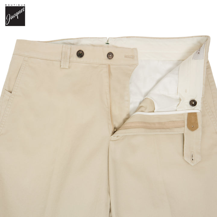 Ecru Cotton-Stretch Denim Negroni Wide Fit Chino Trousers - Berwich