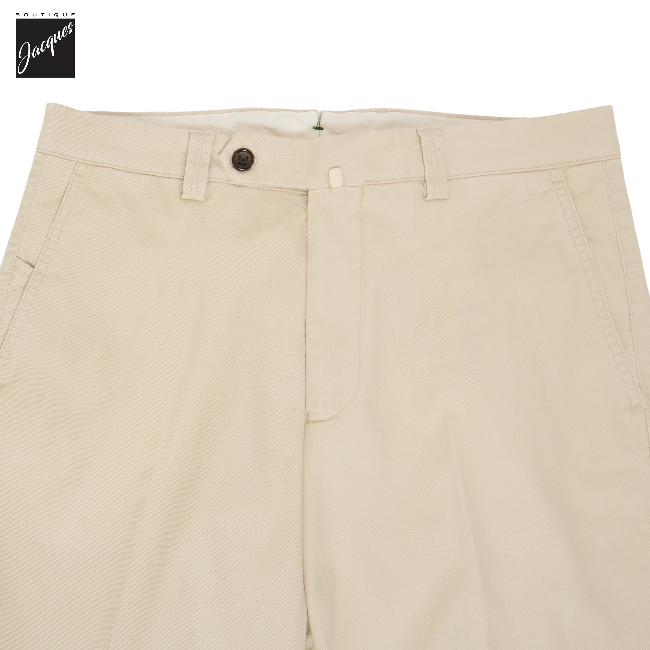 Ecru Cotton-Stretch Denim Negroni Wide Fit Chino Trousers