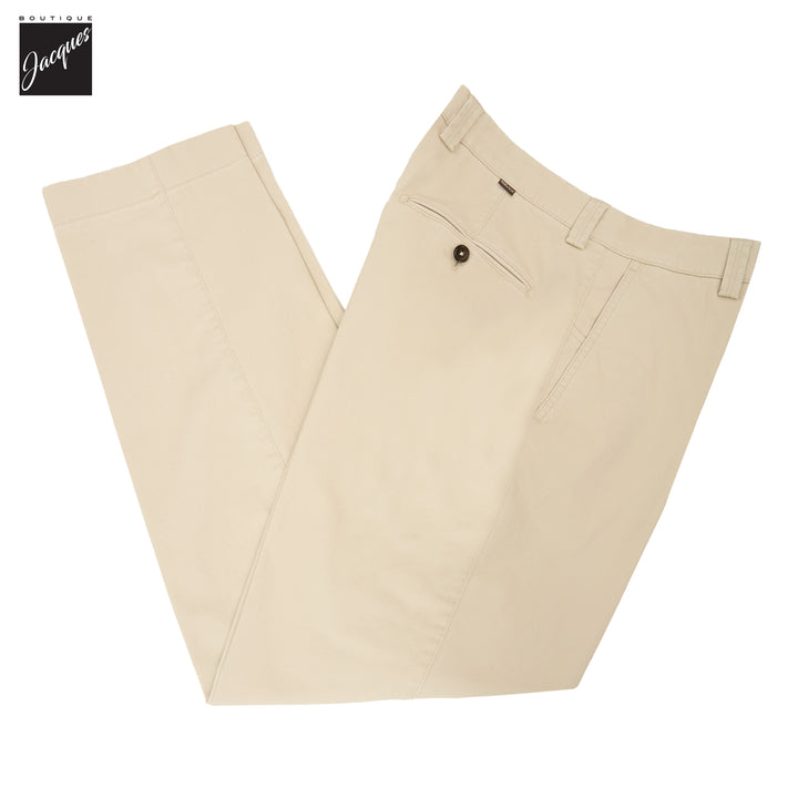 Ecru Cotton-Stretch Denim Negroni Wide Fit Chino Trousers - Berwich