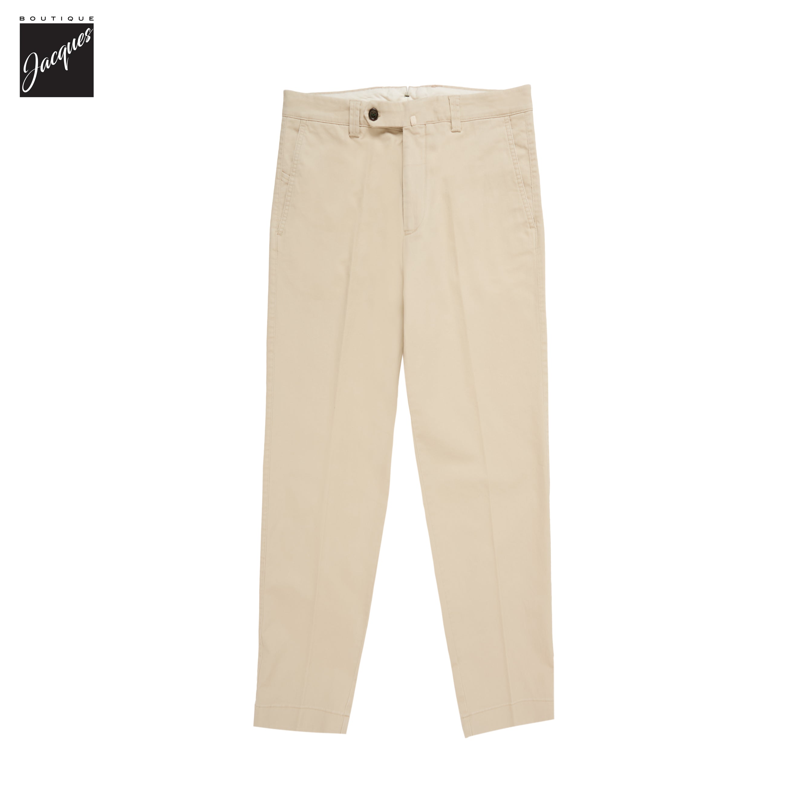 Ecru Cotton-Stretch Denim Negroni Wide Fit Chino Trousers