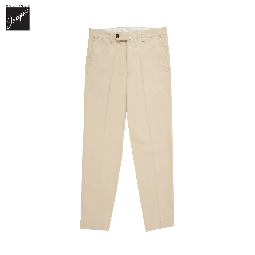 Ecru Cotton-Stretch Denim Negroni Wide Fit Chino Trousers - Berwich