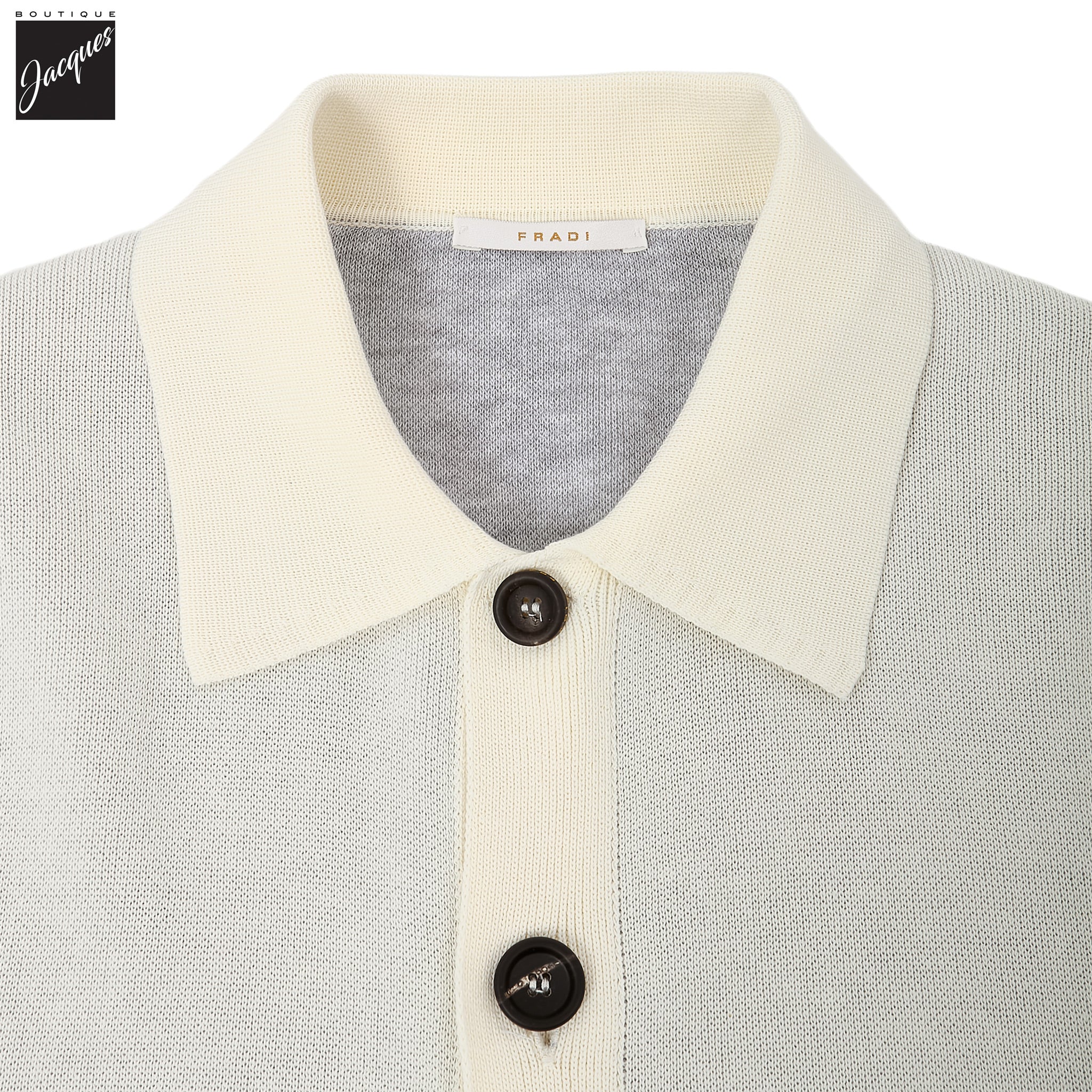 Milk/Gray Double-Faced Cotton Knit Overshirt - FRADI - Boutique Jacques International