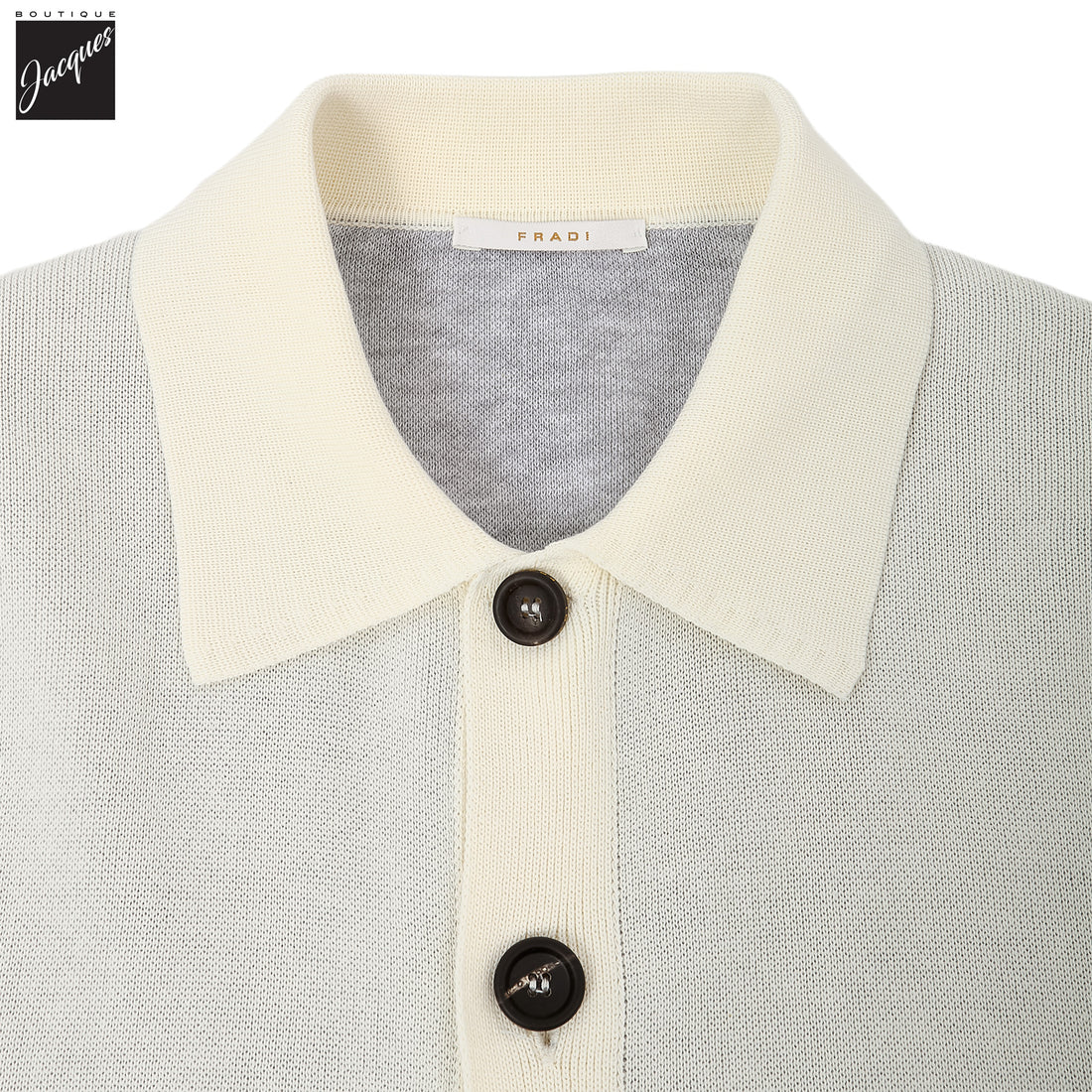 Milk/Gray Double-Faced Cotton Knit Overshirt - FRADI - Boutique Jacques International