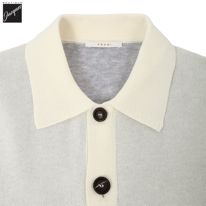 Milk/Gray Double-Faced Cotton Knit Overshirt - FRADI - Boutique Jacques International